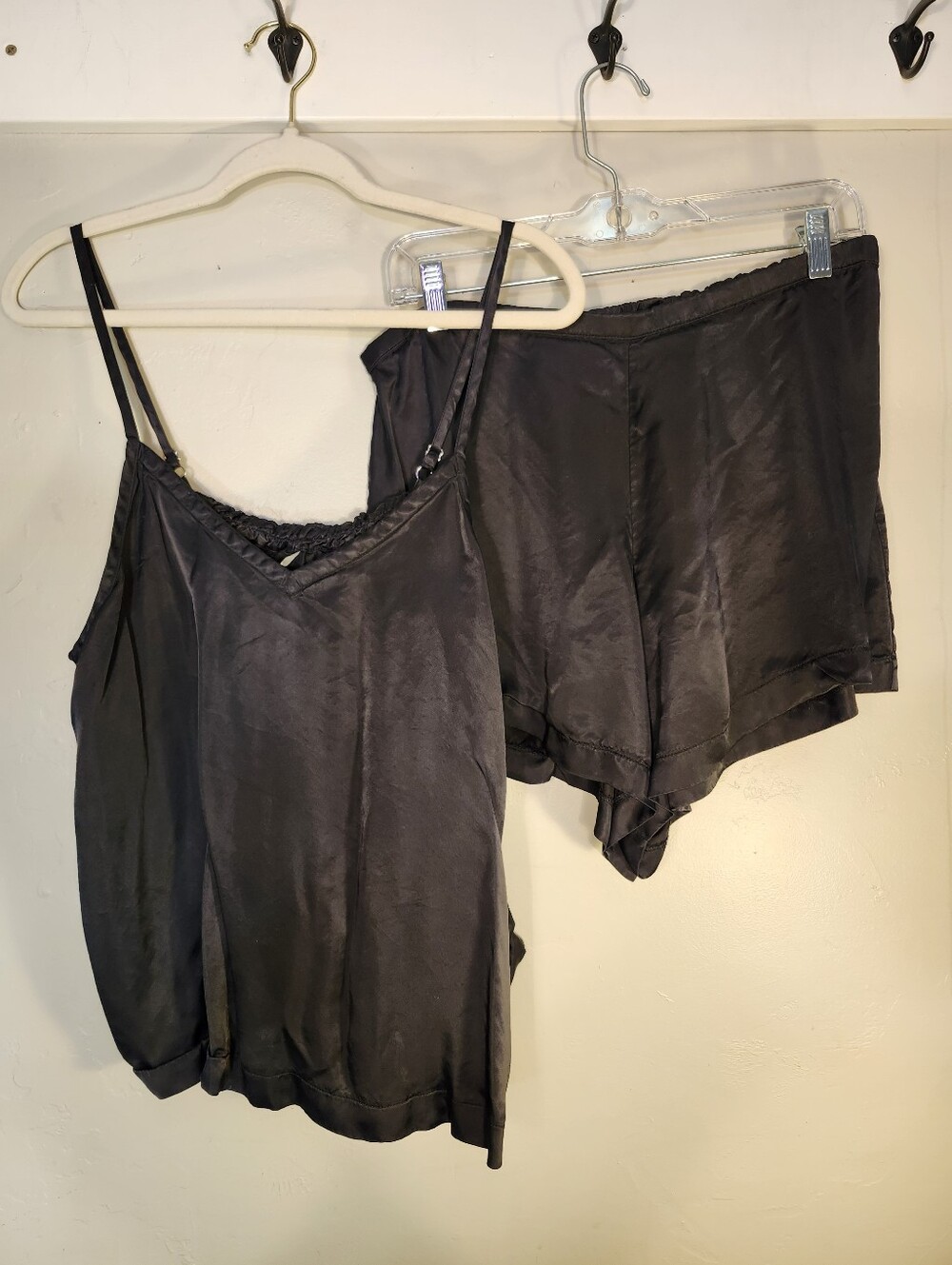 Athleta Black Satin Cami & Shorts Sleep Set
